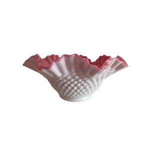 Vintage Fenton #3924 PB 9” Bowl Peach Blow Ruffled Hobnail 1952-1957